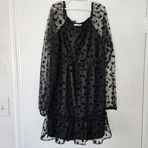 Sugar & Jade Girls Dress L 12-14 Celestial Star Whimsigoth Mesh Ruffle Sheer